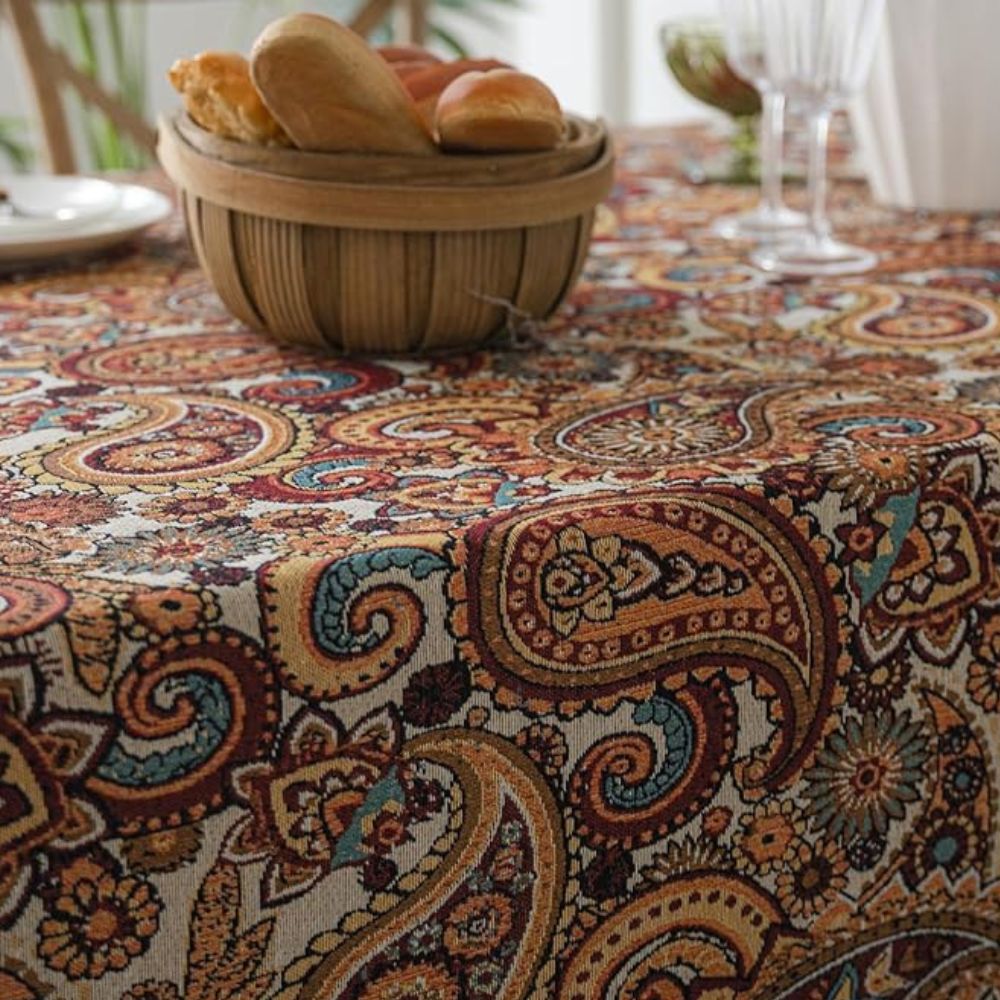 Amber Paisley Tassel Tablecloth 2