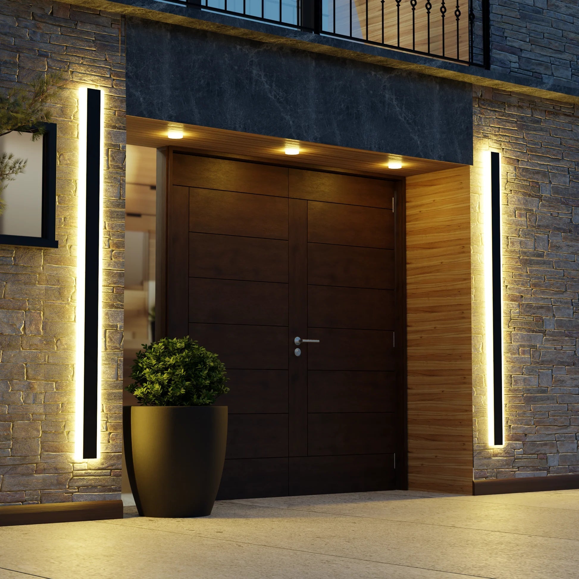Contemporary Black Outdoor Wall Light | Dimmable LED Design with Colour-Changing Features for Stylish Outdoor Ambiance 0