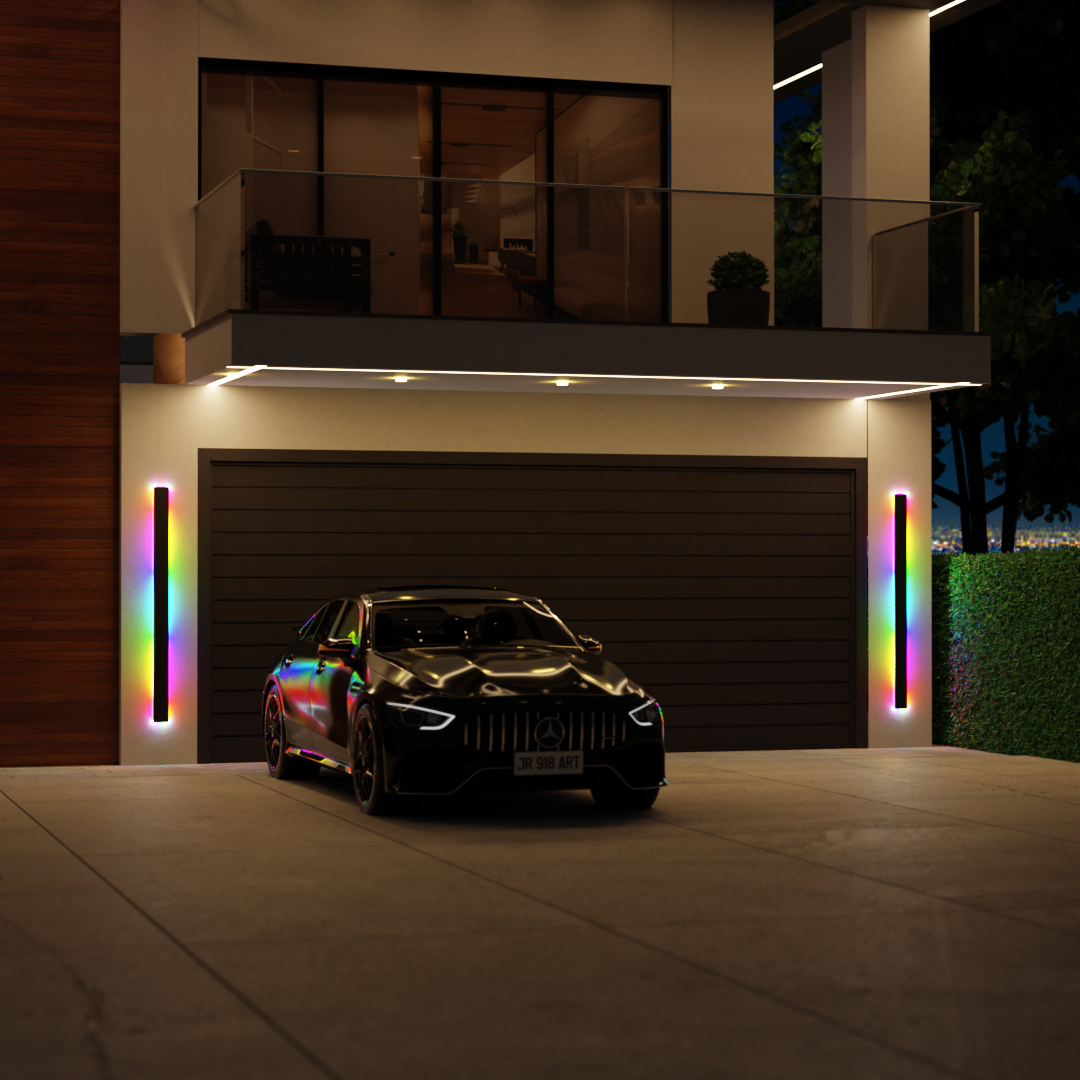 Contemporary Black Outdoor Wall Light | Dimmable LED Design with Colour-Changing Features for Stylish Outdoor Ambiance 3