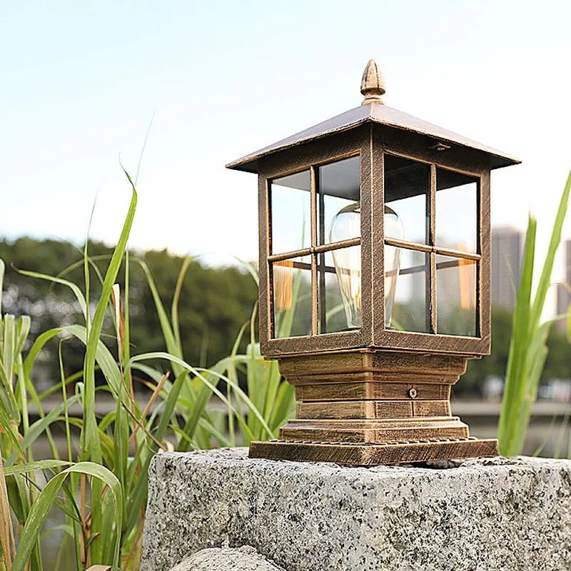 Elegant Outdoor Pillar Light | Black Metal Lantern Design for Timeless Illumination 1