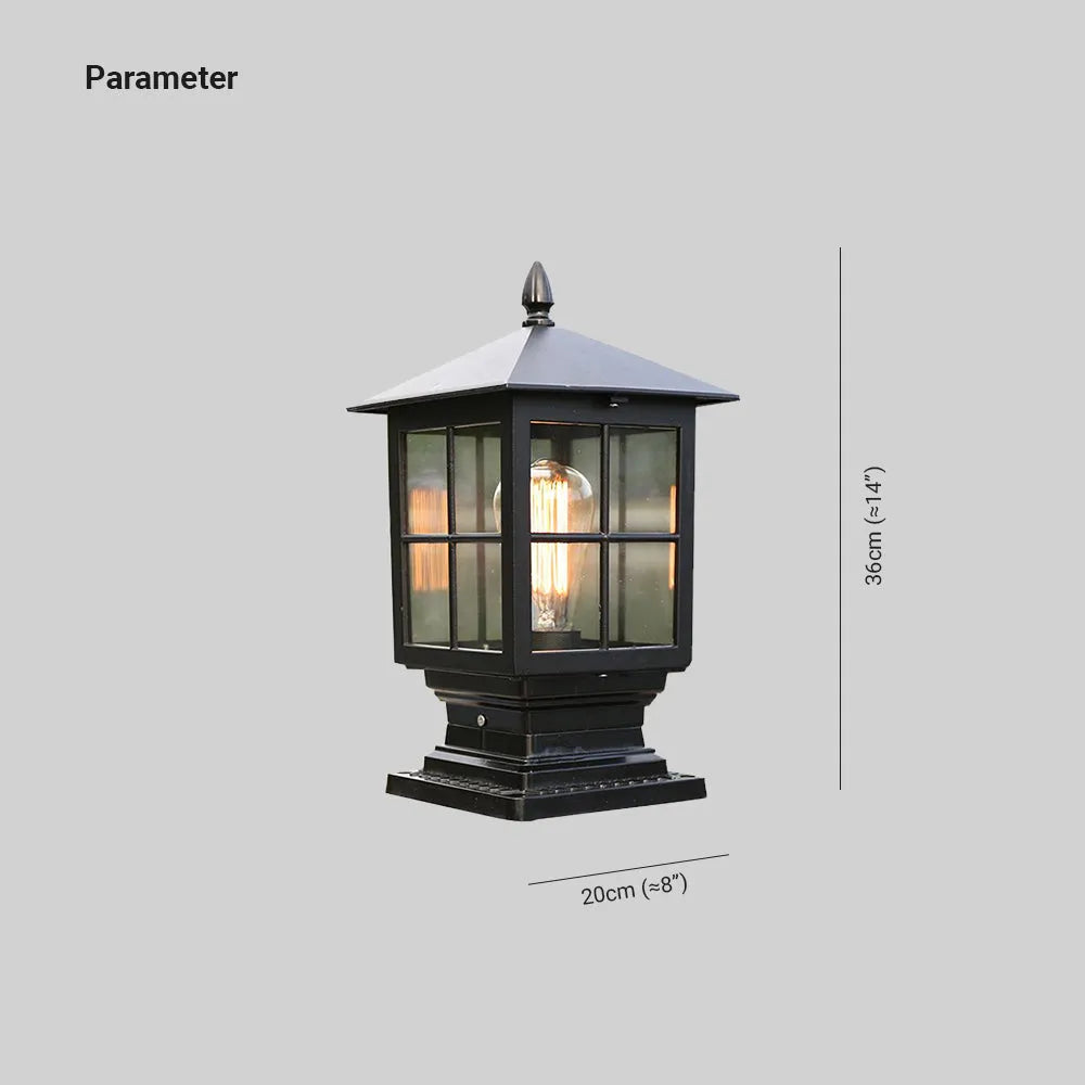 Elegant Outdoor Pillar Light | Black Metal Lantern Design for Timeless Illumination 2