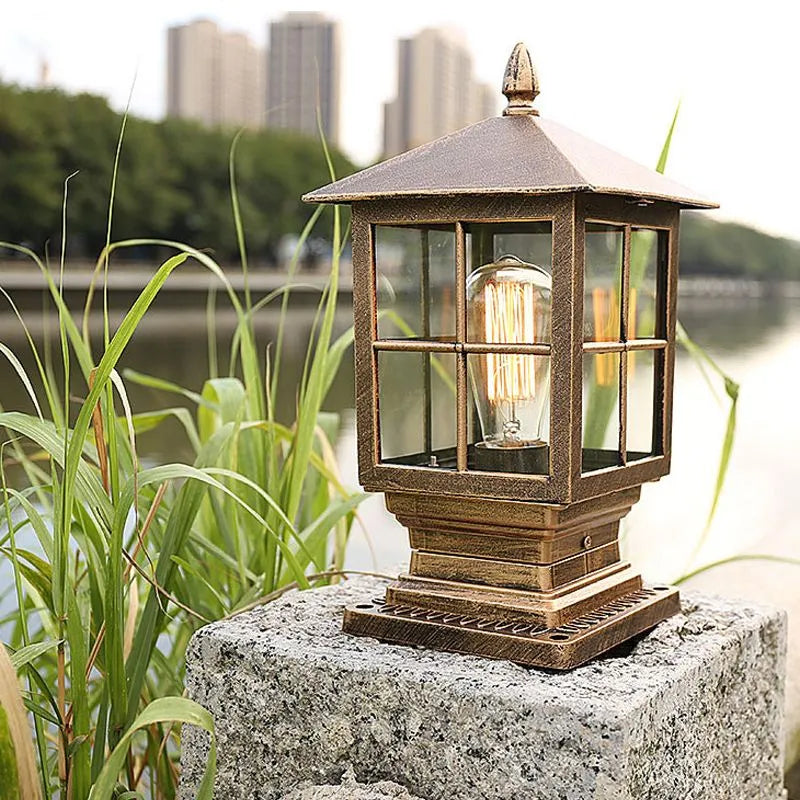 Elegant Outdoor Pillar Light | Black Metal Lantern Design for Timeless Illumination 4