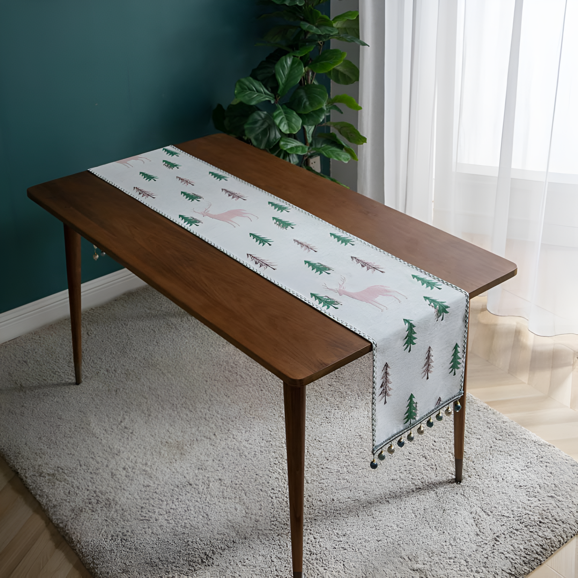 Festive Pine Tree Tassel Runner 8