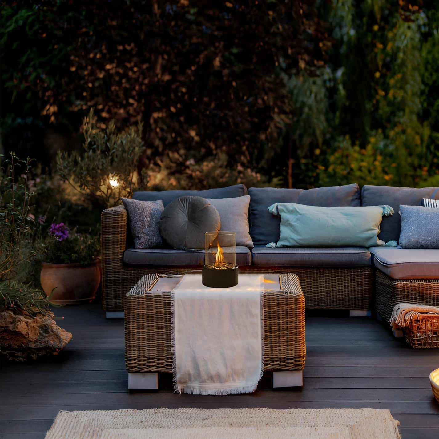 Tabletop Ethanol Fireplace | Glass Cylinder Fire Pit