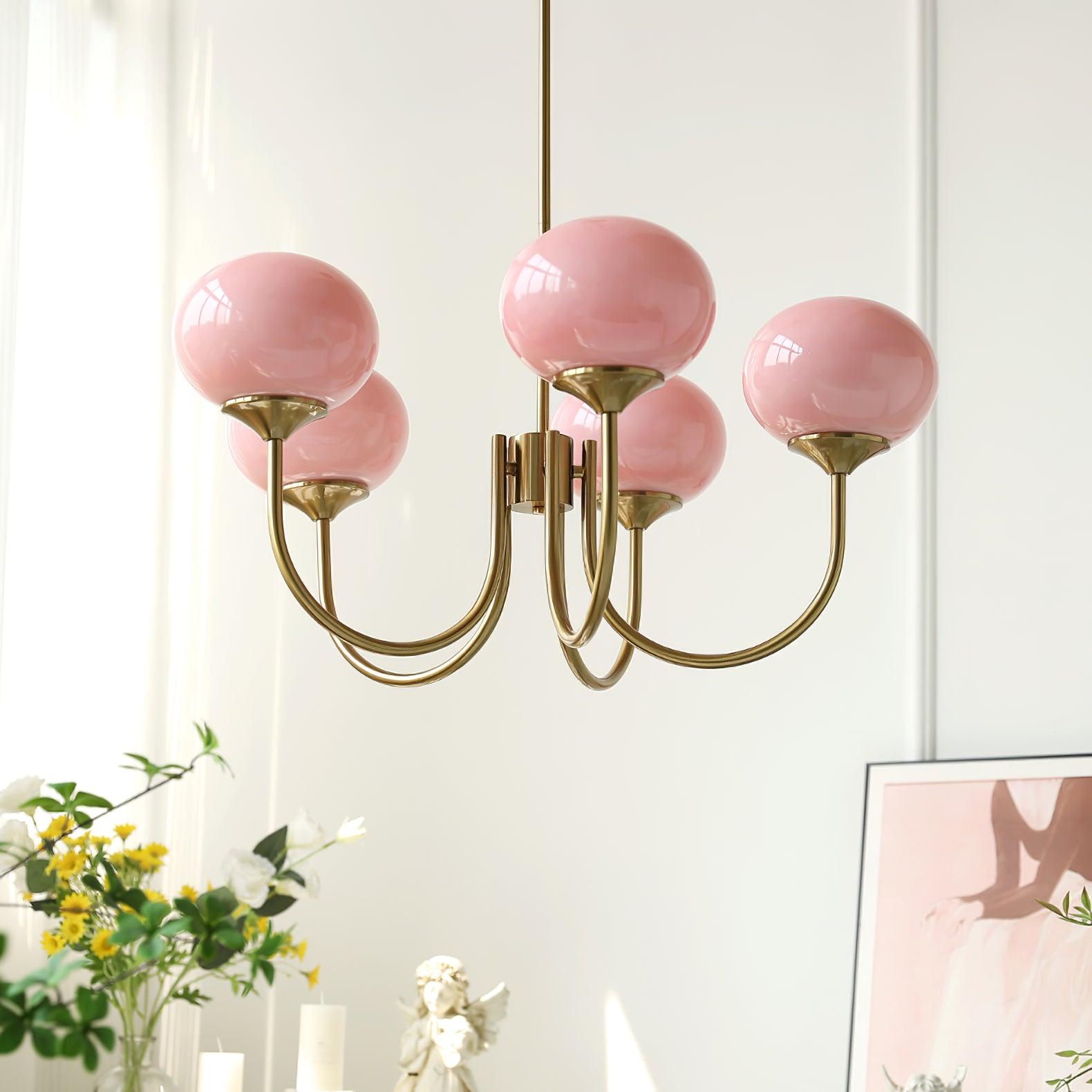 MarshmallowGlow | Elegant Chic Pink Glass Ceiling Light Fixture 1