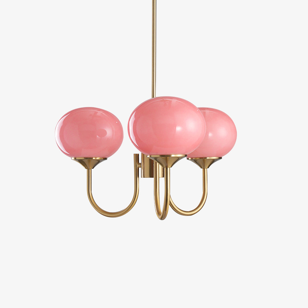 MarshmallowGlow | Elegant Chic Pink Glass Ceiling Light Fixture 7