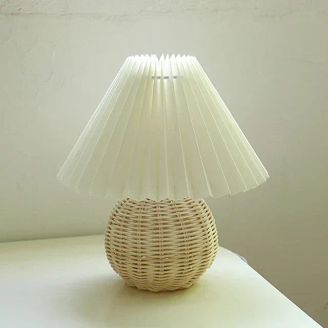 Vintage Table Lamp with Pleated Shade | Classic Bedside Lighting