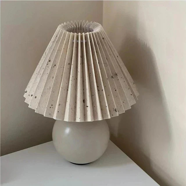 Vintage Table Lamp with Pleated Shade | Classic Bedside Lighting