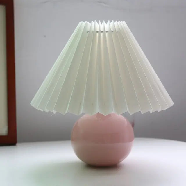 Vintage Table Lamp with Pleated Shade | Classic Bedside Lighting
