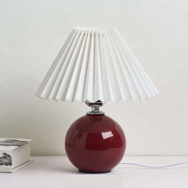 Vintage Table Lamp with Pleated Shade | Classic Bedside Lighting