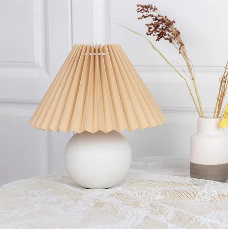 Vintage Table Lamp with Pleated Shade | Classic Bedside Lighting
