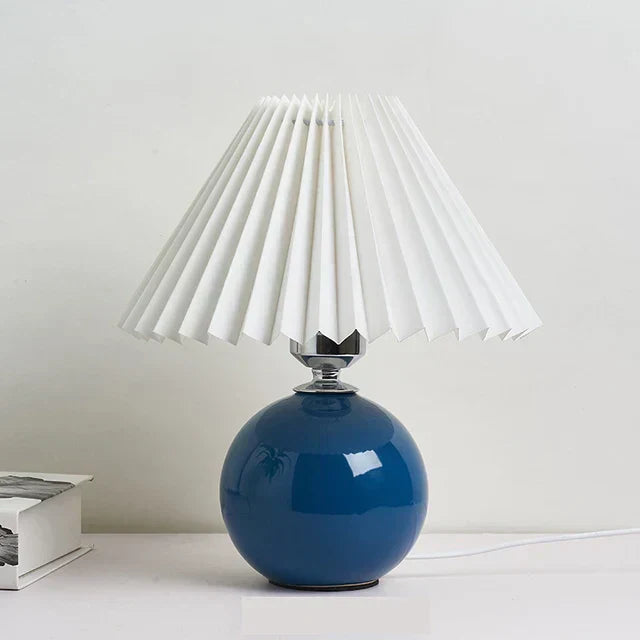 Vintage Table Lamp with Pleated Shade | Classic Bedside Lighting