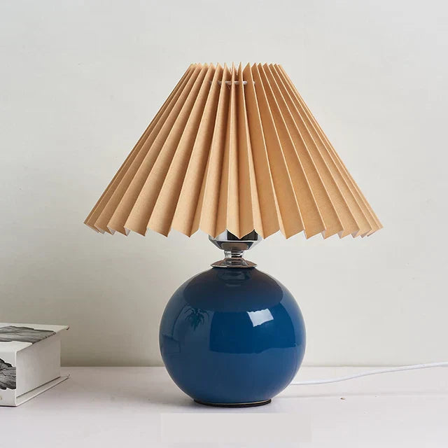Vintage Table Lamp with Pleated Shade | Classic Bedside Lighting