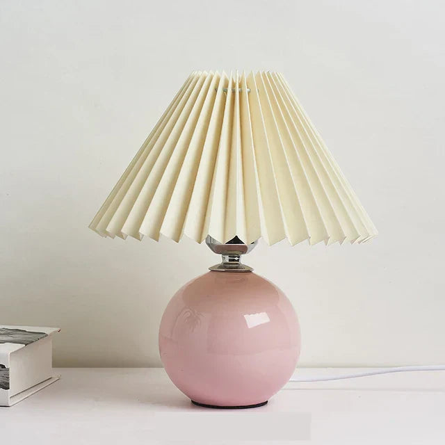 Vintage Table Lamp with Pleated Shade | Classic Bedside Lighting