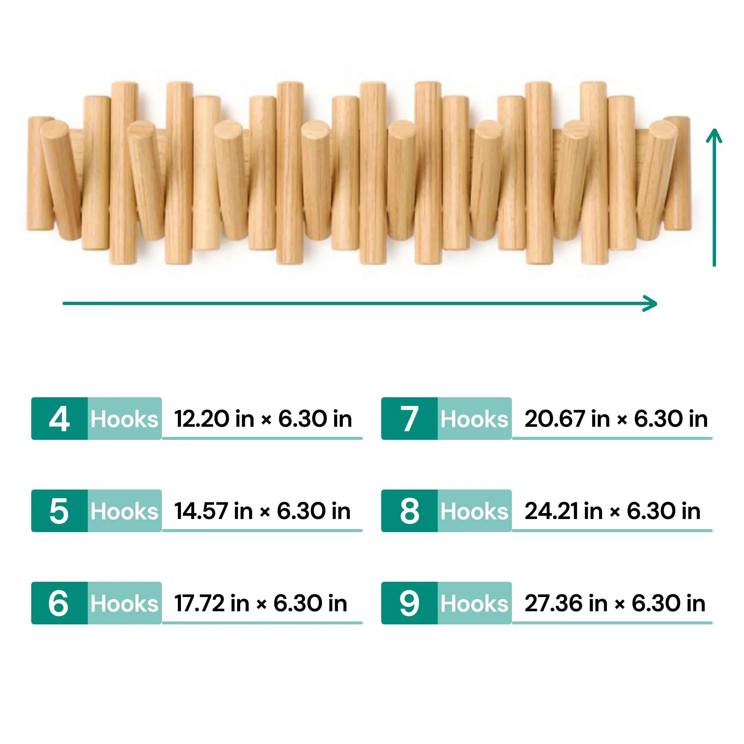 Wooden Wall Coat Rack | Fold-Down Hook Storage