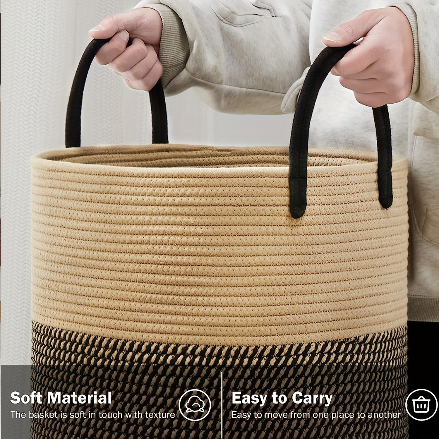 Large Laundry Hamper Basket with Handles | Modern Farmhouse Style