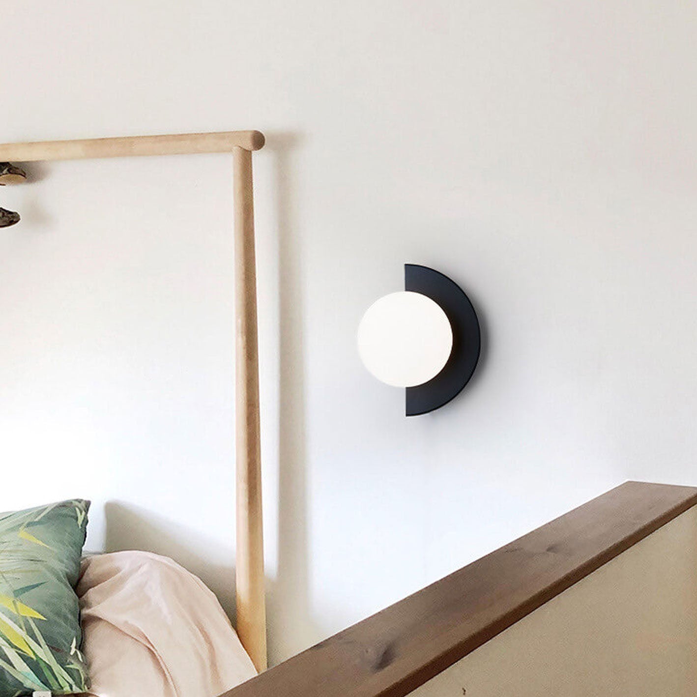 Modern Minimalist Glass Globe Wall Sconce | Semi-Circle Design