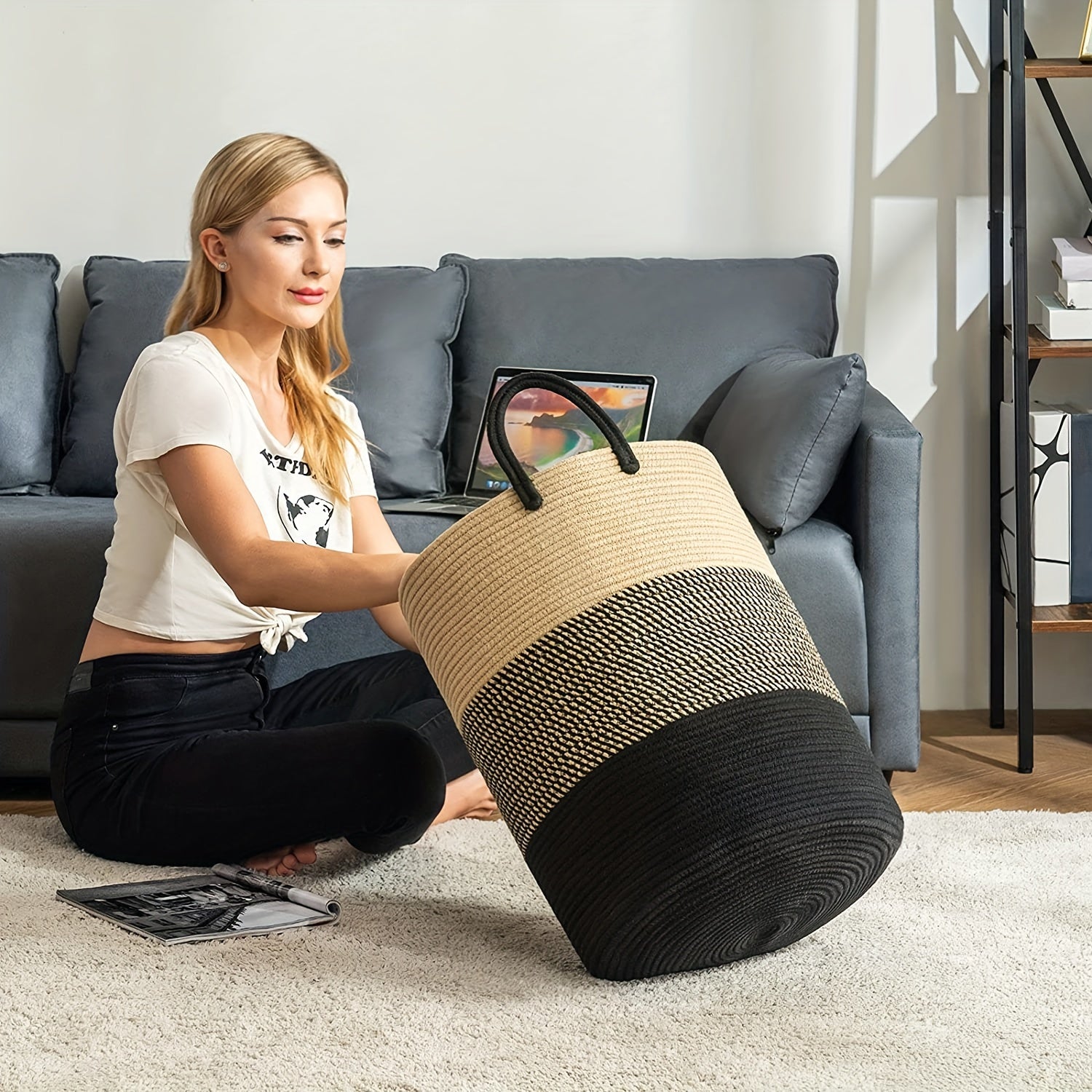 Large Laundry Hamper Basket with Handles | Modern Farmhouse Style