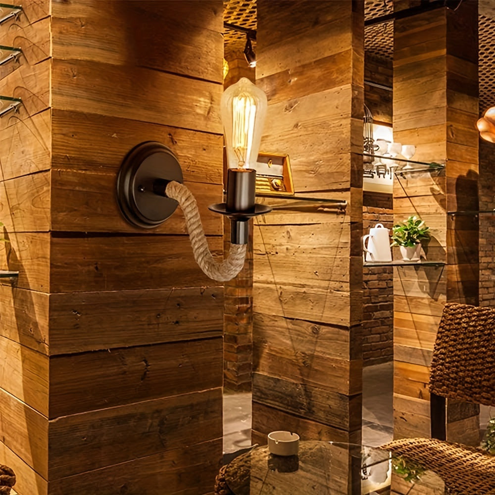 Vintage Rope Wall Light | Industrial-Style E27 Wall Sconce