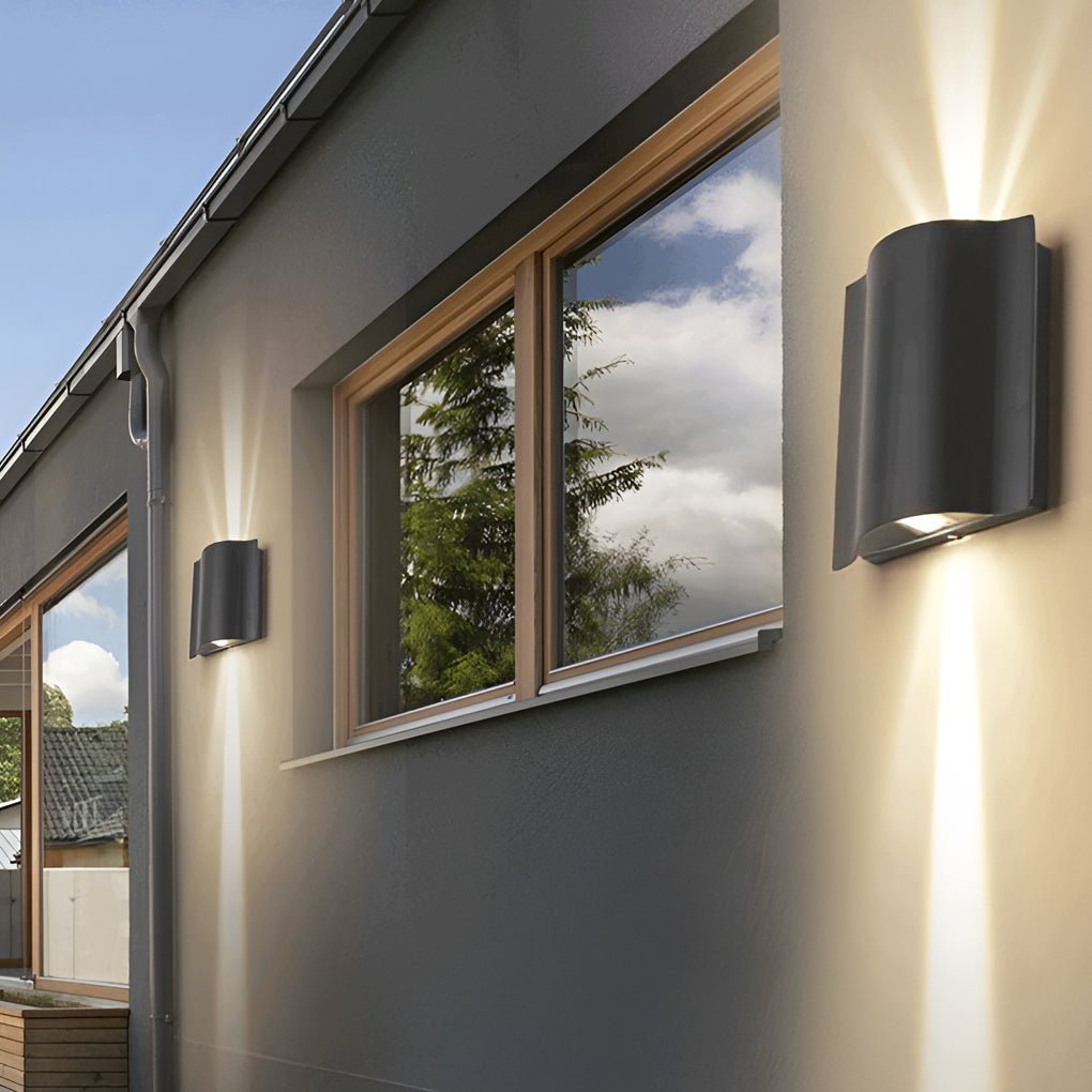 Arc Series | Outdoor Wall Light with Up and Down Lighting | Black Exterior Wall Lantern for Modern Homes 0