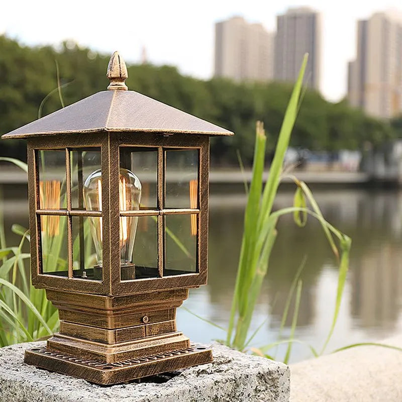 Elegant Outdoor Pillar Light | Black Metal Lantern Design for Timeless Illumination 3