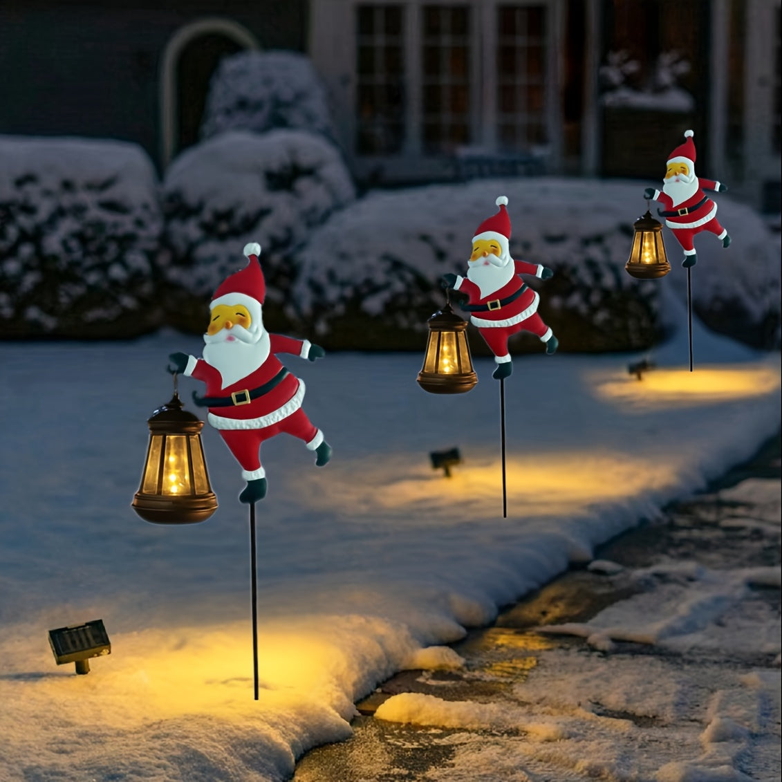 Festive Solar Garden Lights | Santa Lantern Design with Weather Resistance | Outdoor Lights for Seasonal Ambiance 1