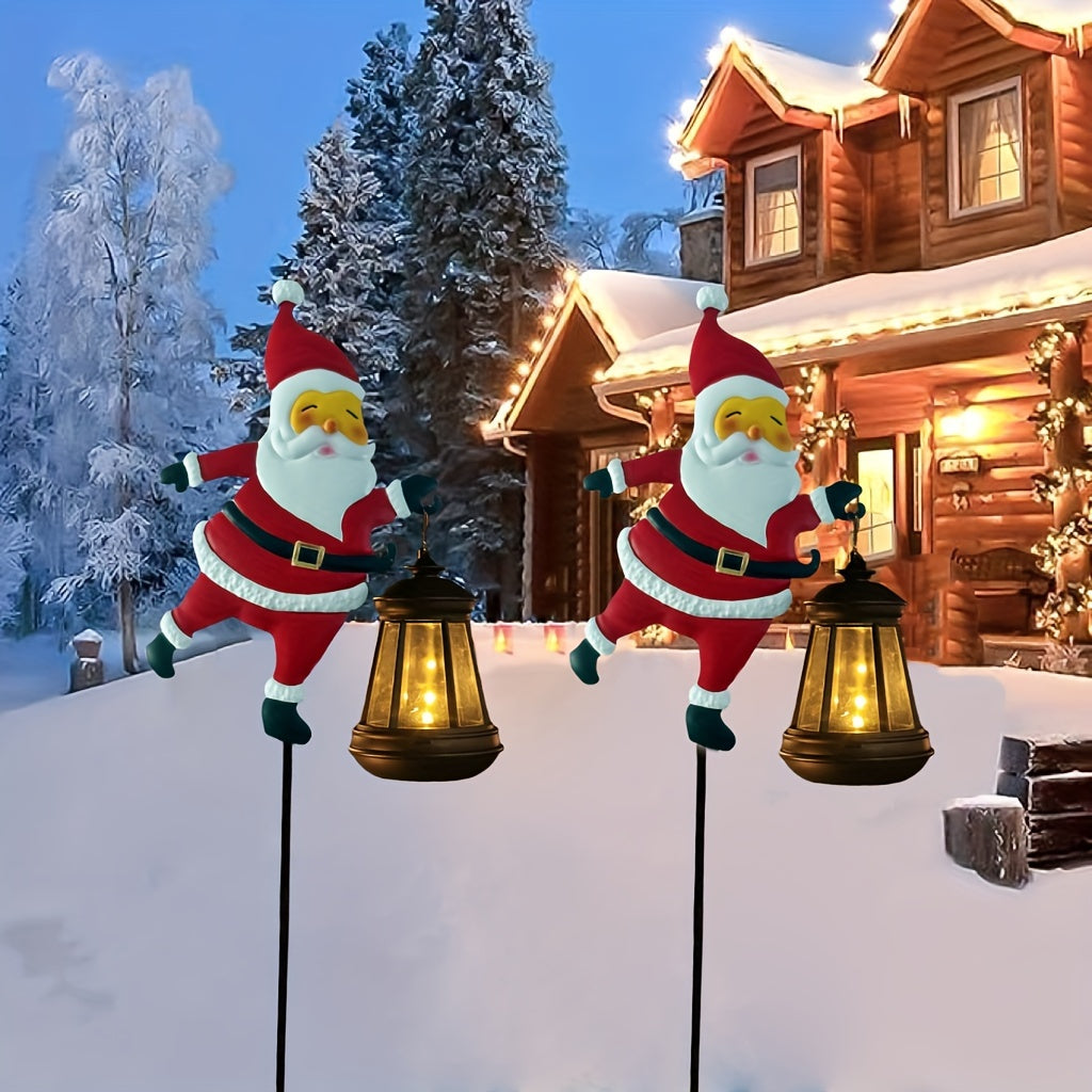Festive Solar Garden Lights | Santa Lantern Design with Weather Resistance | Outdoor Lights for Seasonal Ambiance 2