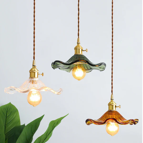 HibiscusGlow | Elegant Floral Glass Kitchen Pendant Lighting Fixture 1