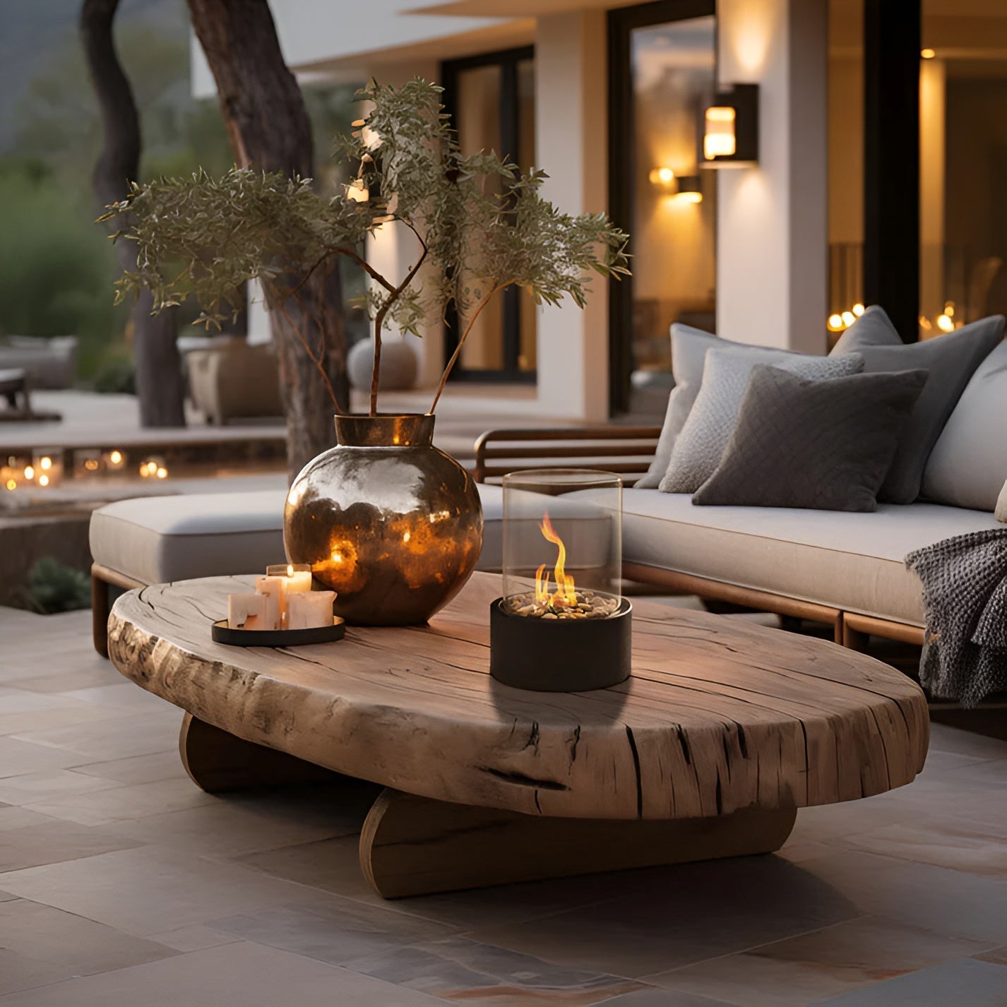 Tabletop Ethanol Fireplace | Glass Cylinder Fire Pit