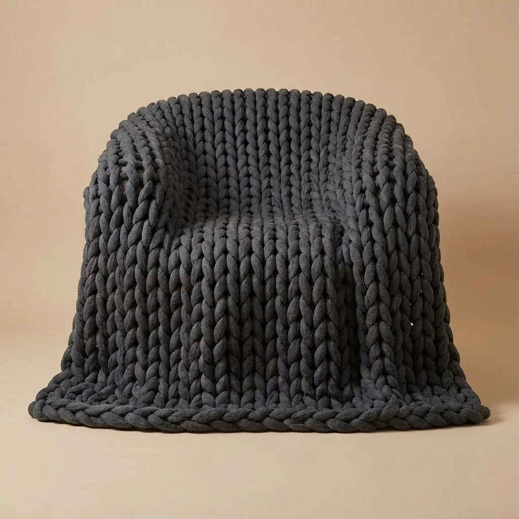 Knuvor | Decorative Weighted Blanket with Organic Cotton & Hand Knitted Design | Year-Round Comfort for Relaxation 11