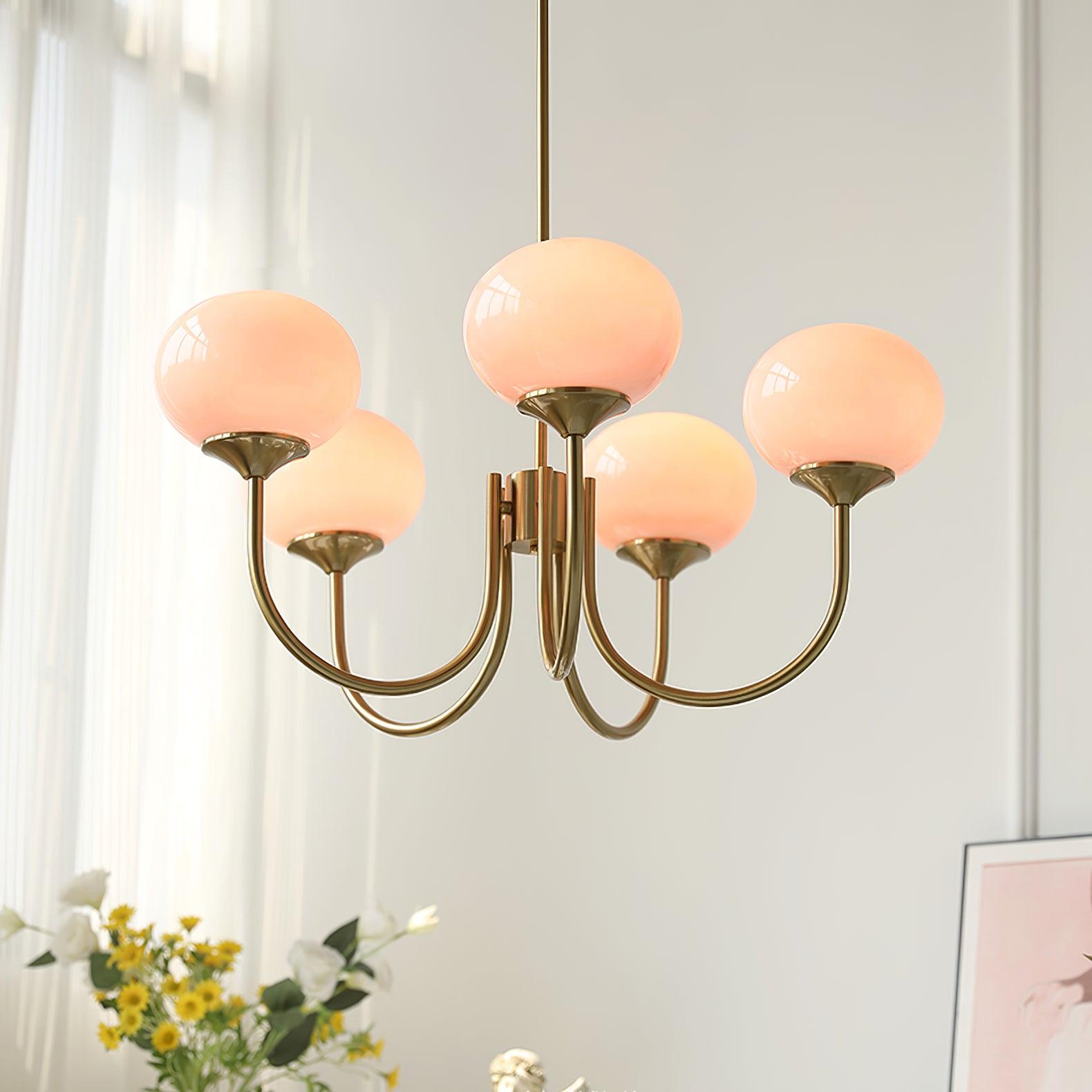 MarshmallowGlow | Elegant Chic Pink Glass Ceiling Light Fixture 2