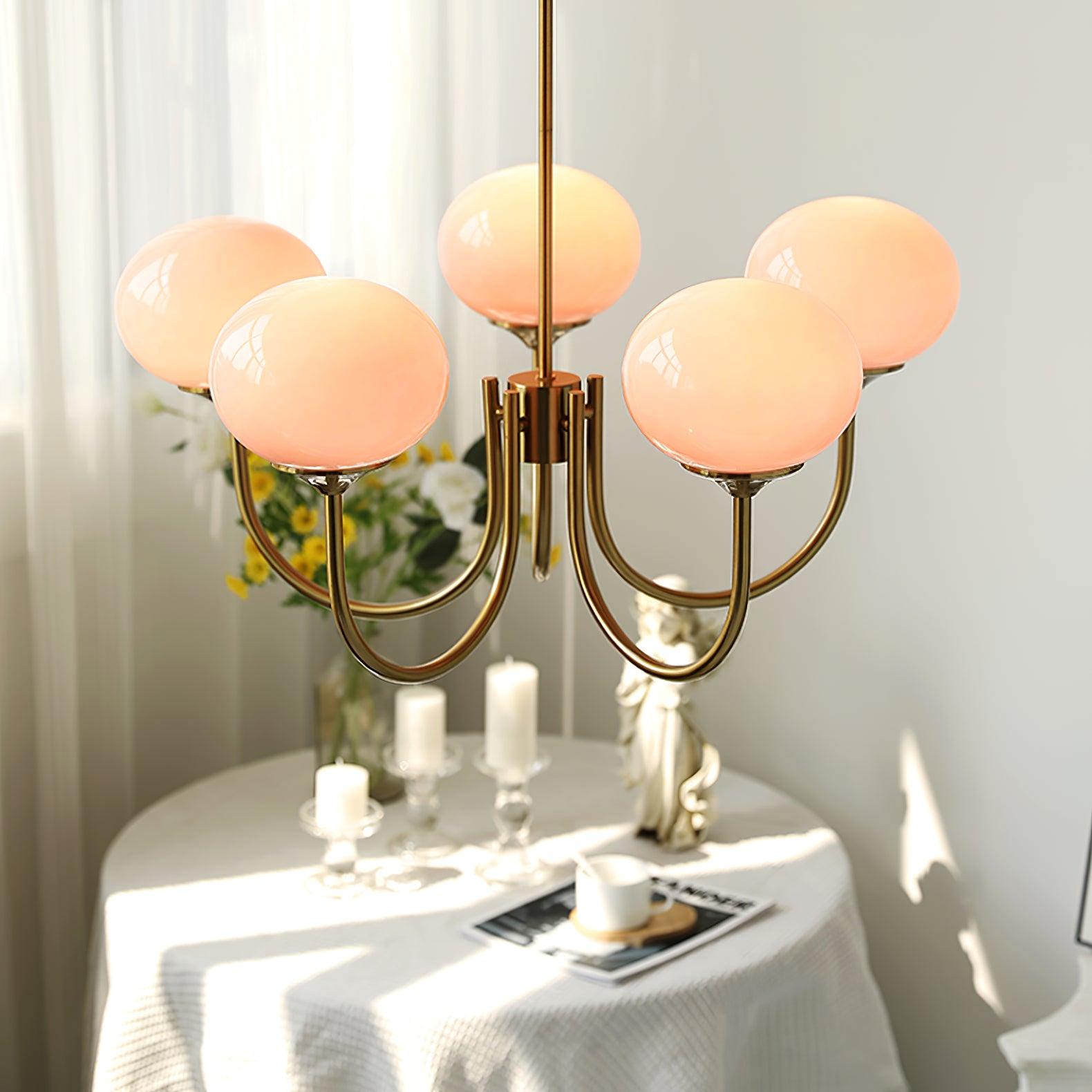 MarshmallowGlow | Elegant Chic Pink Glass Ceiling Light Fixture 4