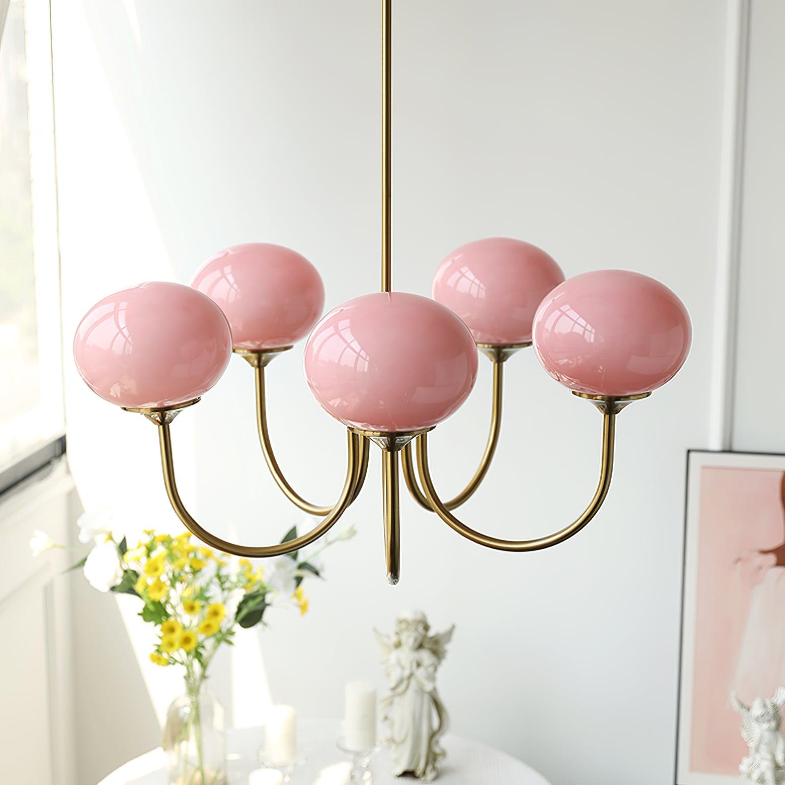 MarshmallowGlow | Elegant Chic Pink Glass Ceiling Light Fixture 5