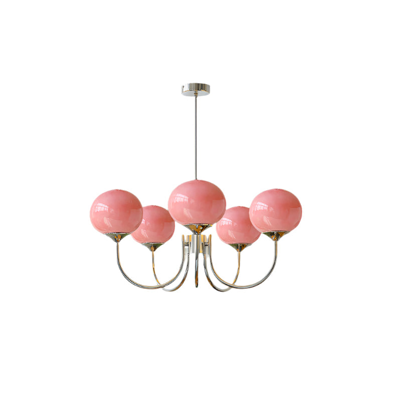 MarshmallowGlow | Elegant Chic Pink Glass Ceiling Light Fixture 9