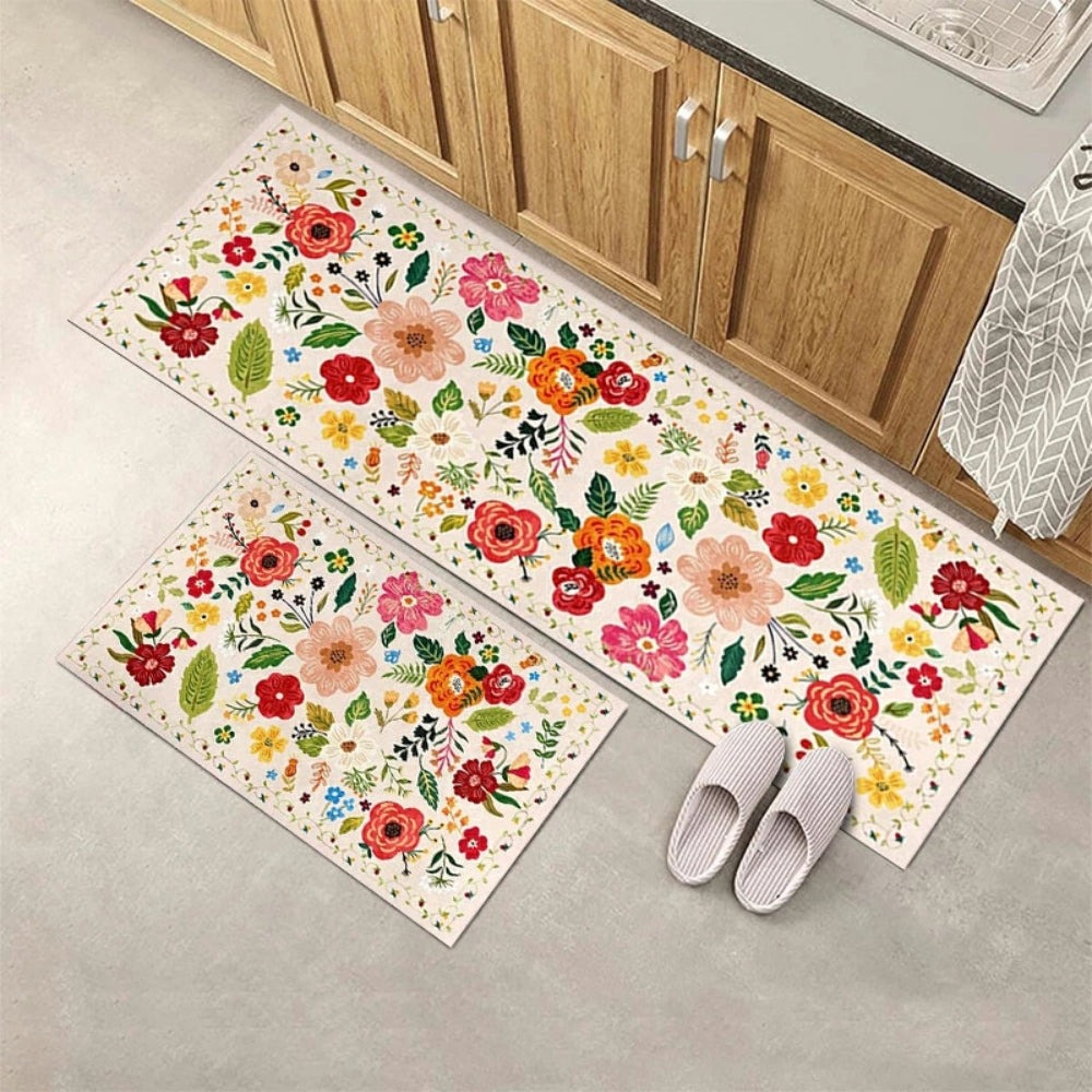 Meadow Boho Floral Kitchen Mat Set 2