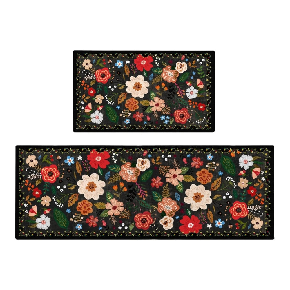 Meadow Boho Floral Kitchen Mat Set 4