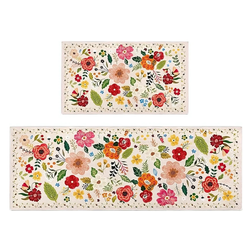 Meadow Boho Floral Kitchen Mat Set 6