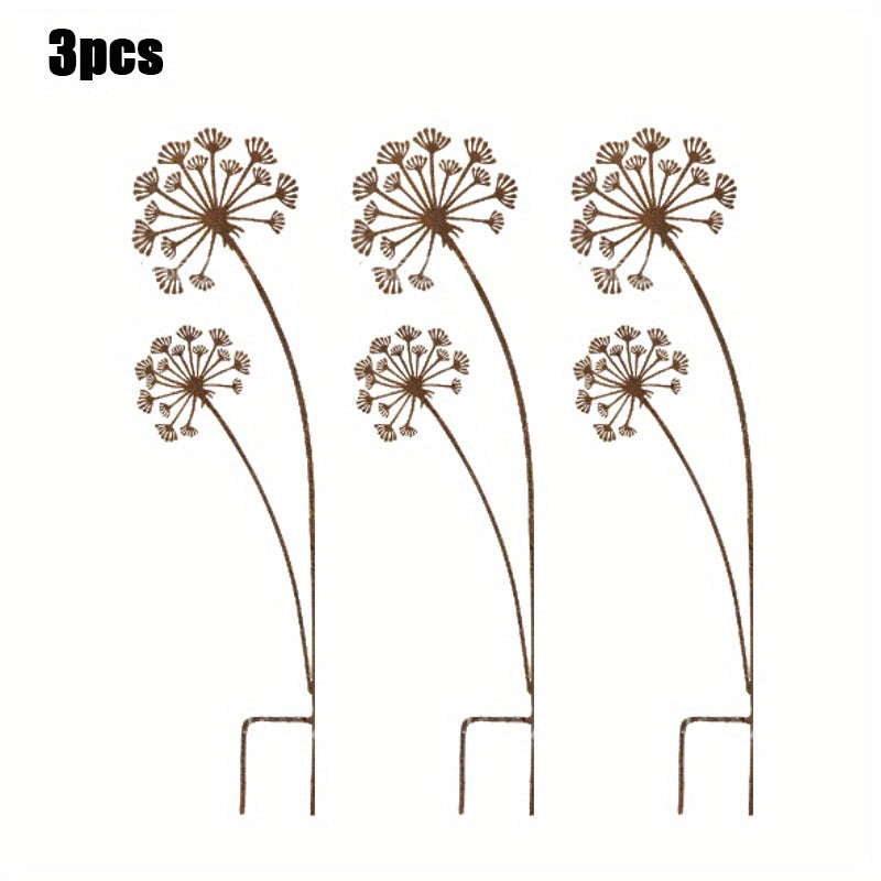 Rustic Garden Ornaments | Metal Dandelion Decoration Set with Intricate Design | Durable Outdoor Decor for Year-Round Elegance 3