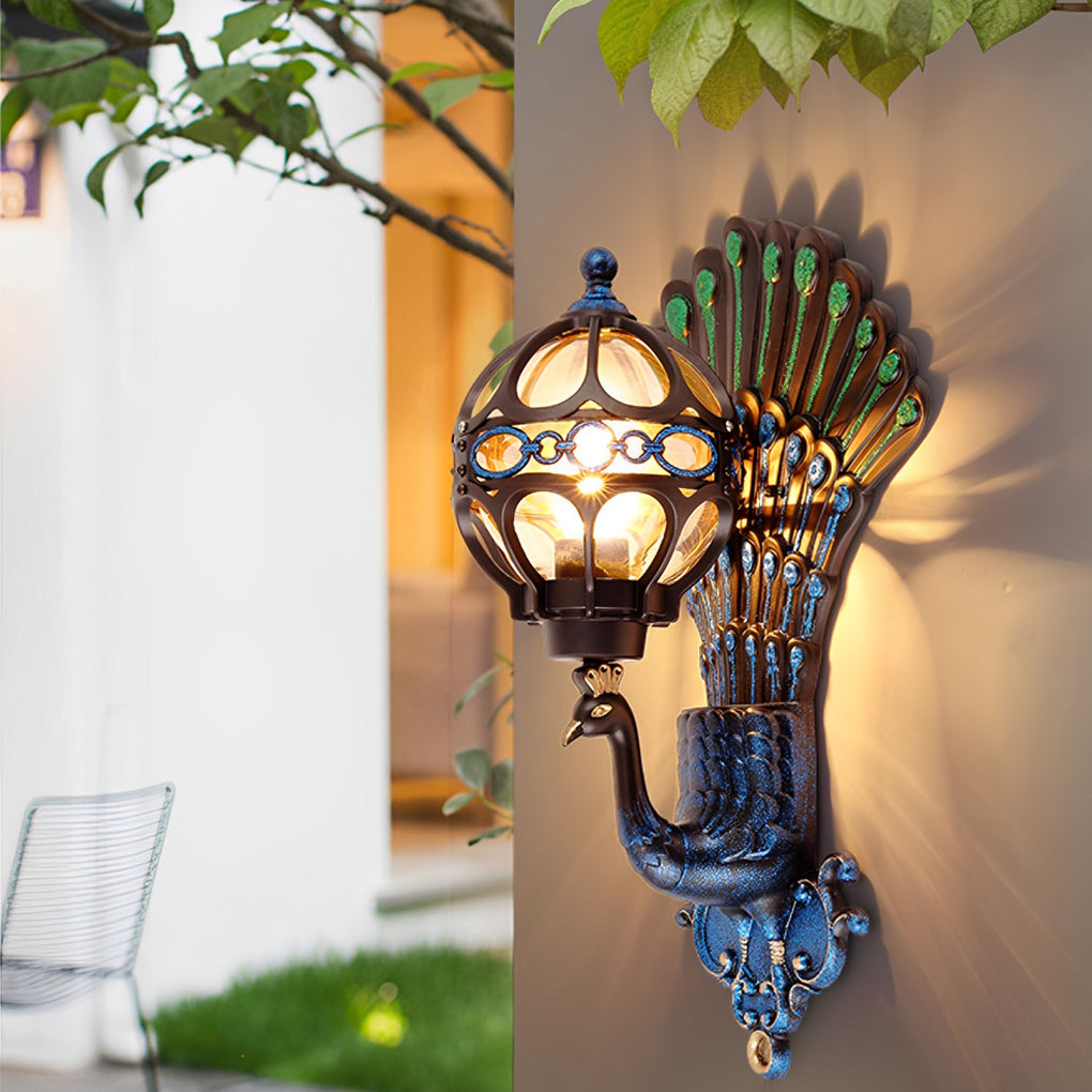 Vintage Peacock | Outdoor Wall Light with Weather-Resistant Design | Elegant Ambiance for Gardens and Villas 1