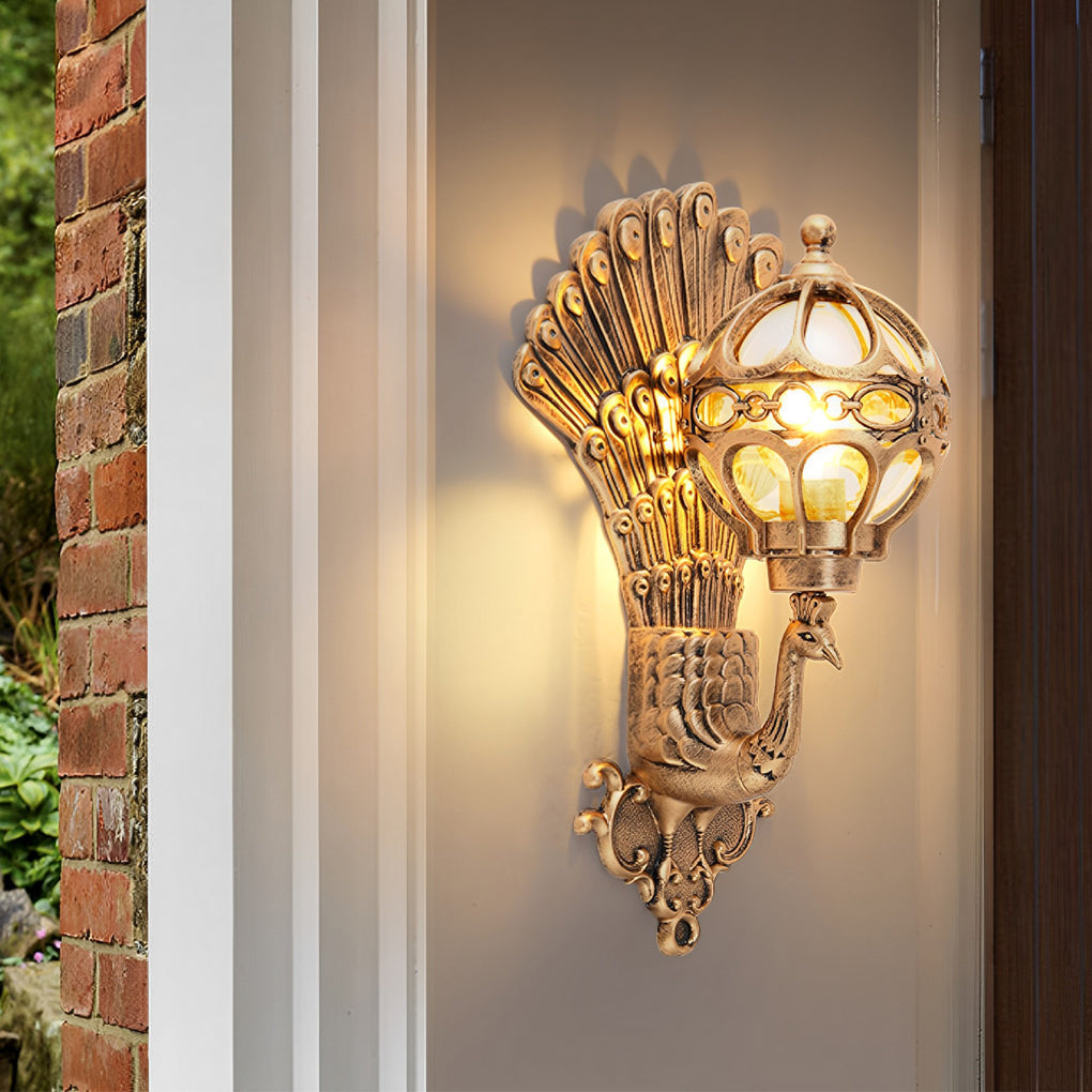Vintage Peacock | Outdoor Wall Light with Weather-Resistant Design | Elegant Ambiance for Gardens and Villas 2