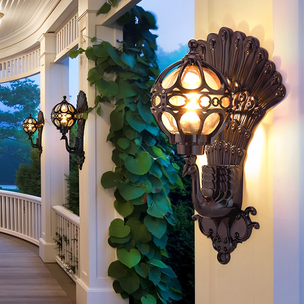 Vintage Peacock | Outdoor Wall Light with Weather-Resistant Design | Elegant Ambiance for Gardens and Villas 3