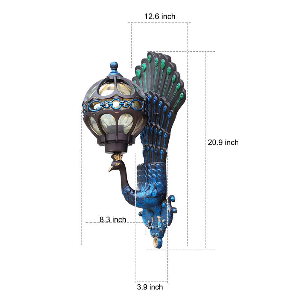 Vintage Peacock | Outdoor Wall Light with Weather-Resistant Design | Elegant Ambiance for Gardens and Villas 7