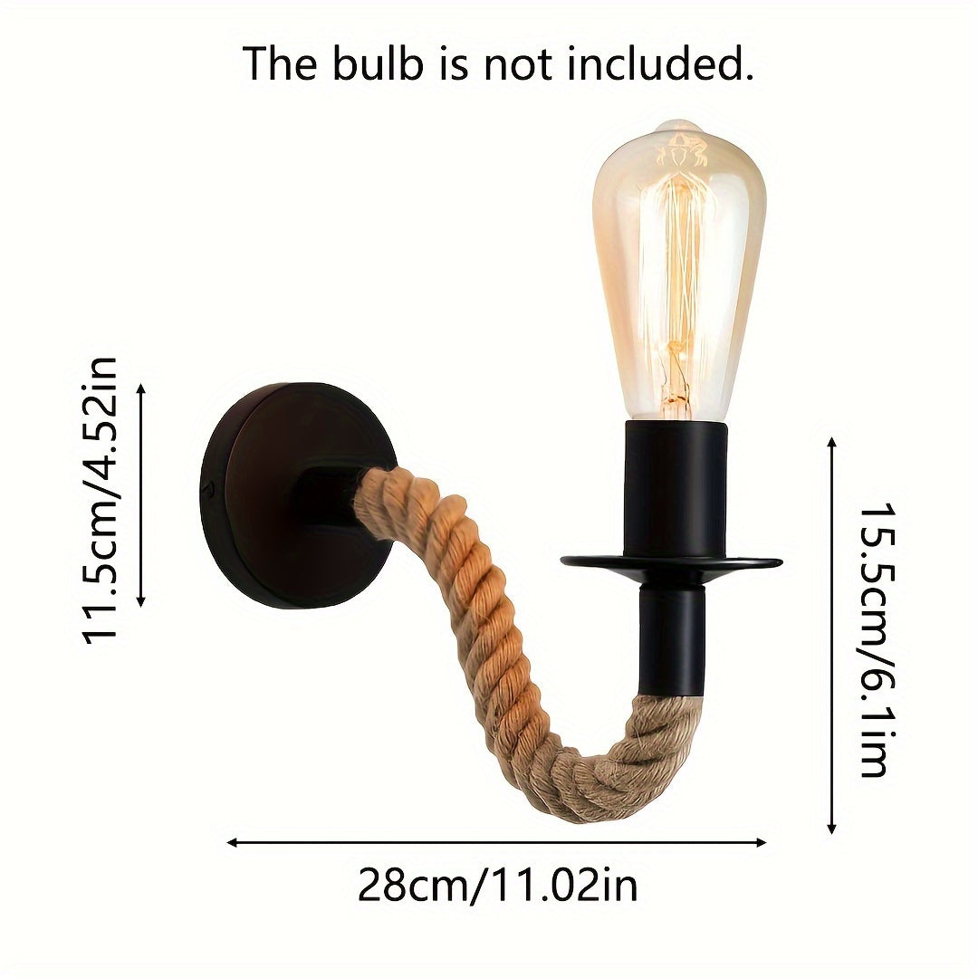 Vintage Rope Wall Light | Industrial-Style E27 Wall Sconce