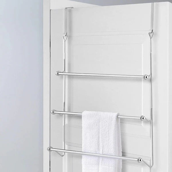 Over The Door Bathroom Towel Bar Rack Holder - Time Saving | Easy Cooking | Kitchen Tool