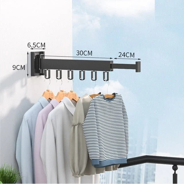 Retractable Cloth Drying Rack, Folding Clothes Hanger, Wall Mount - Time Saving | Durable | Home Cooking