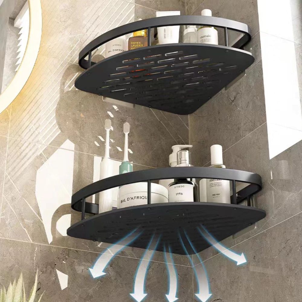 Aluminium Shower Corner Shelf | Adhesive Wall Storage
