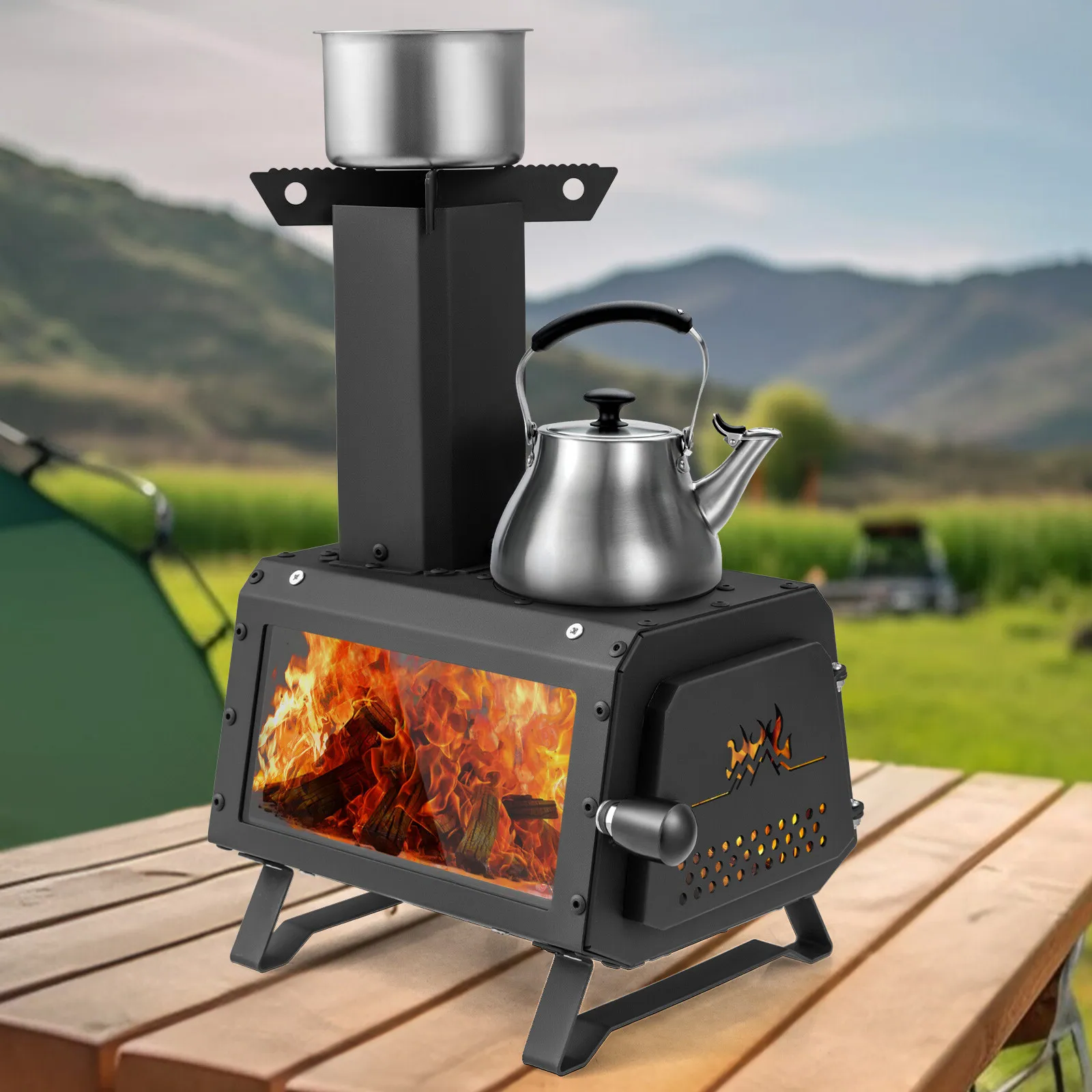 Portable Wood Burning Camping Cooking Heater Stove - Professional Kitchen | Chef Quality | Kitchen Tool